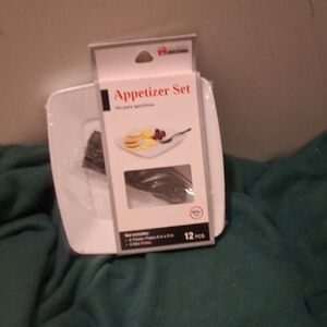 Gourmet Appetizer Set with White Plates and Mini Forks